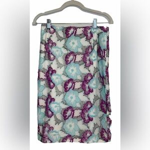 Antonio Melani Women Sz 4 Purple Blue Floral Embroidered  Skirt Lined NWOT